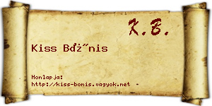 Kiss Bónis névjegykártya